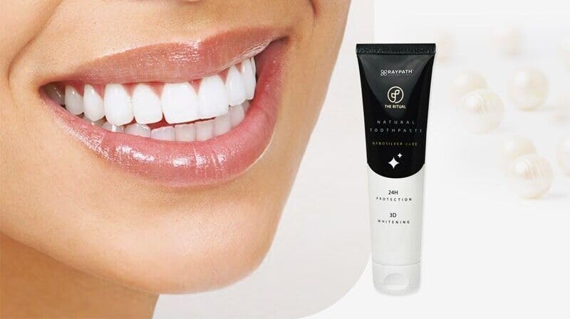 RAYPATH Whitening Natural Toothpaste with Nano Silver, Chemical-Free, Toothpaste for Sensitive Teeth, Teeth Whitening Toothpaste, for Daily Use, Dental Protection, Mint Flavor, 100 ml