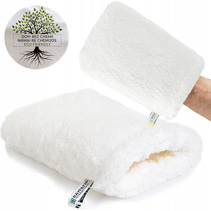 BRAIDER RAYPATH UNIVERSAL CLEANING SET - Cleaning Glove White Nova M + White Soap, Eco, Nanosilver, CHEMICAL-FREE, Eco Cloth with Nanosilver, Wipe, Cleaning Cloth, Non-Microfibe, Vegan Friendly