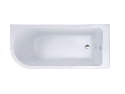 BRAIDER RESTIA Single Ended J Shape Back to Wall Corner Bathtub Acrylic White Right Hand Side 1600 x 750 mm