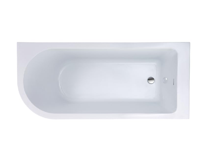 BRAIDER RESTIA Single Ended J Shape Back to Wall Corner Bathtub Acrylic White Right Hand Side 1500 x 750 mm