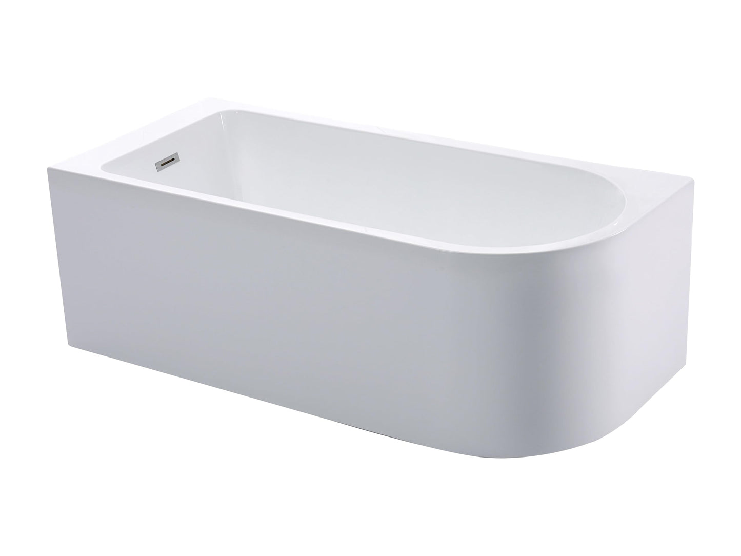 BRAIDER RESTIA Single Ended J Shape Back to Wall Corner Bathtub Acrylic White Left Hand Side 1500 x 750 mm