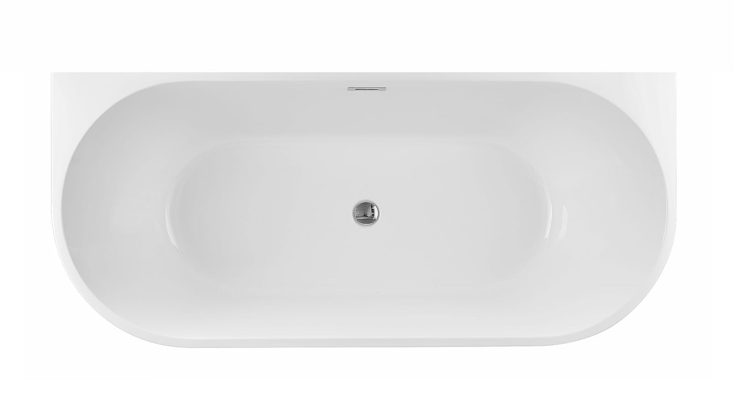 BRAIDER RESTIA Freestanding Bathtub Back to Wall Acrylic White D Shape 1800 x 750 mm