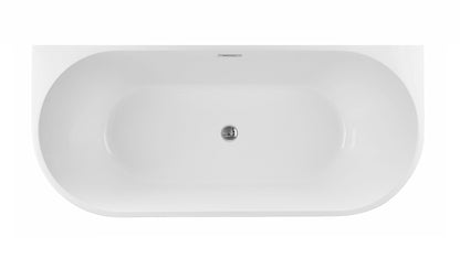 BRAIDER RESTIA Freestanding Bathtub Back to Wall Acrylic White D Shape 1800 x 750 mm