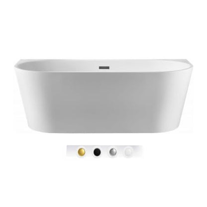 BRAIDER RESTIA Freestanding Bathtub Back to Wall Acrylic White D Shape 1600 x 750 mm