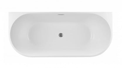BRAIDER RESTIA Freestanding Bathtub Back to Wall Acrylic White D Shape 1400 x 730 mm