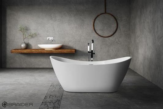 BRAIDER SALANEA Freestanding Double Ended Bath Acrylic White 1800 x 740 mm
