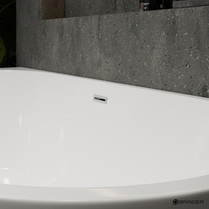 BRAIDER RESTIA Freestanding Bathtub Back to Wall Acrylic White D Shape 1500 x 750 mm