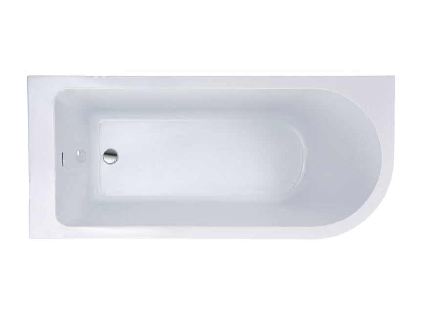 BRAIDER RESTIA Single Ended J Shape Back to Wall Corner Bathtub Acrylic White Left Hand Side 1700 x 750 mm