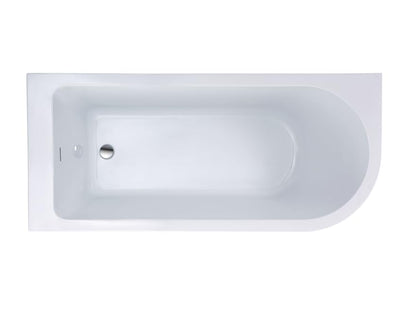 BRAIDER RESTIA Single Ended J Shape Back to Wall Corner Bathtub Acrylic White Left Hand Side 1700 x 750 mm