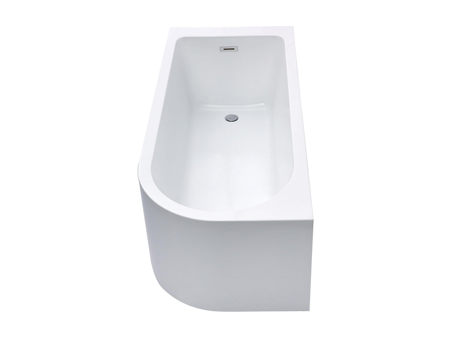 BRAIDER RESTIA Single Ended J Shape Back to Wall Corner Bathtub Acrylic White Left Hand Side 1700 x 750 mm