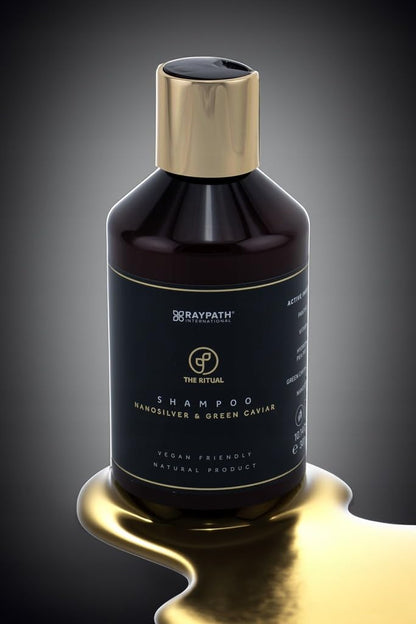 RAYPATH Shampoo for Dry Hair with Nanosilver "Green Caviar", Nourishing, Moisturizing, Natural, Chemical-free, Strengthening, Eko, Vegan Friendly, 300 ml