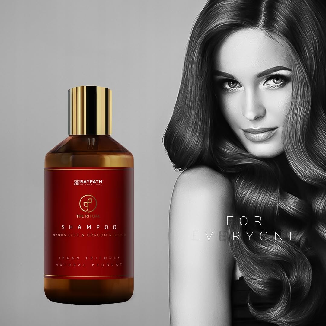 RAYPATH Shampoo for Dry Hair with Nanosilver "Dragon's Blood", Nourishing, Moisturizing, Natural, Chemical-free Strengthening, Eco-Vegan Friendly, 300 ml