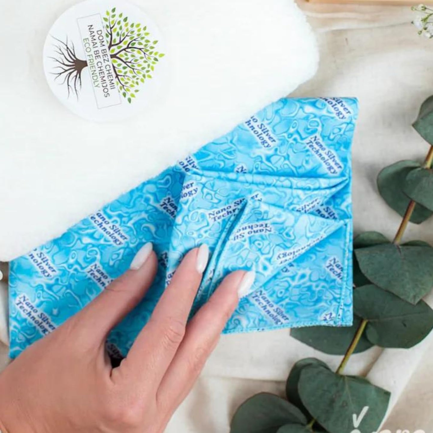 RAYPATH Universal Cleaning Set - Mitt Glove "Nova" M + Cleaning Pad "Sunbeam", Eco Cloth with Nanosilver, CHEMICAL-FREE, Cleaning Pad, Non-Microfiber