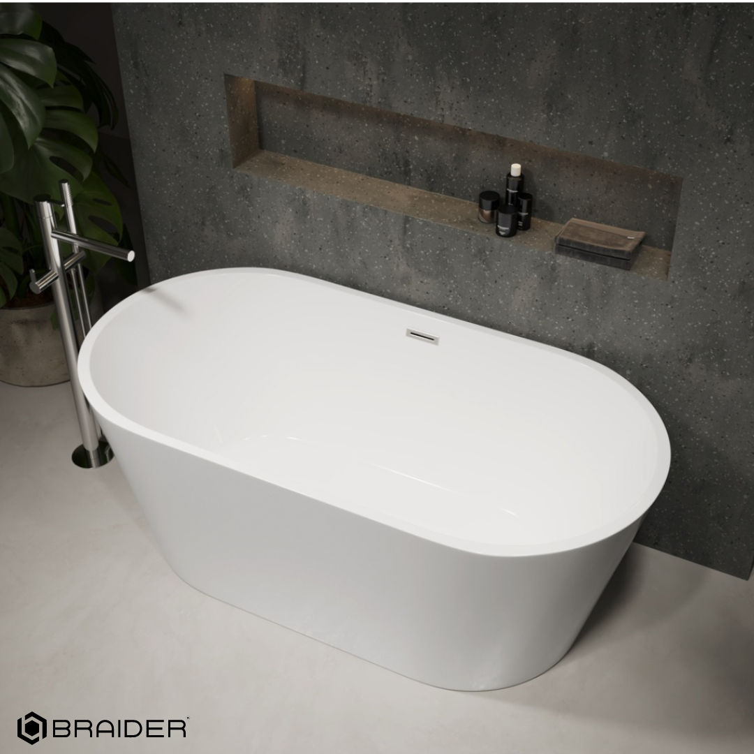 Modern white freestanding bathtub in luxury bathroom. Braider Cannea bath