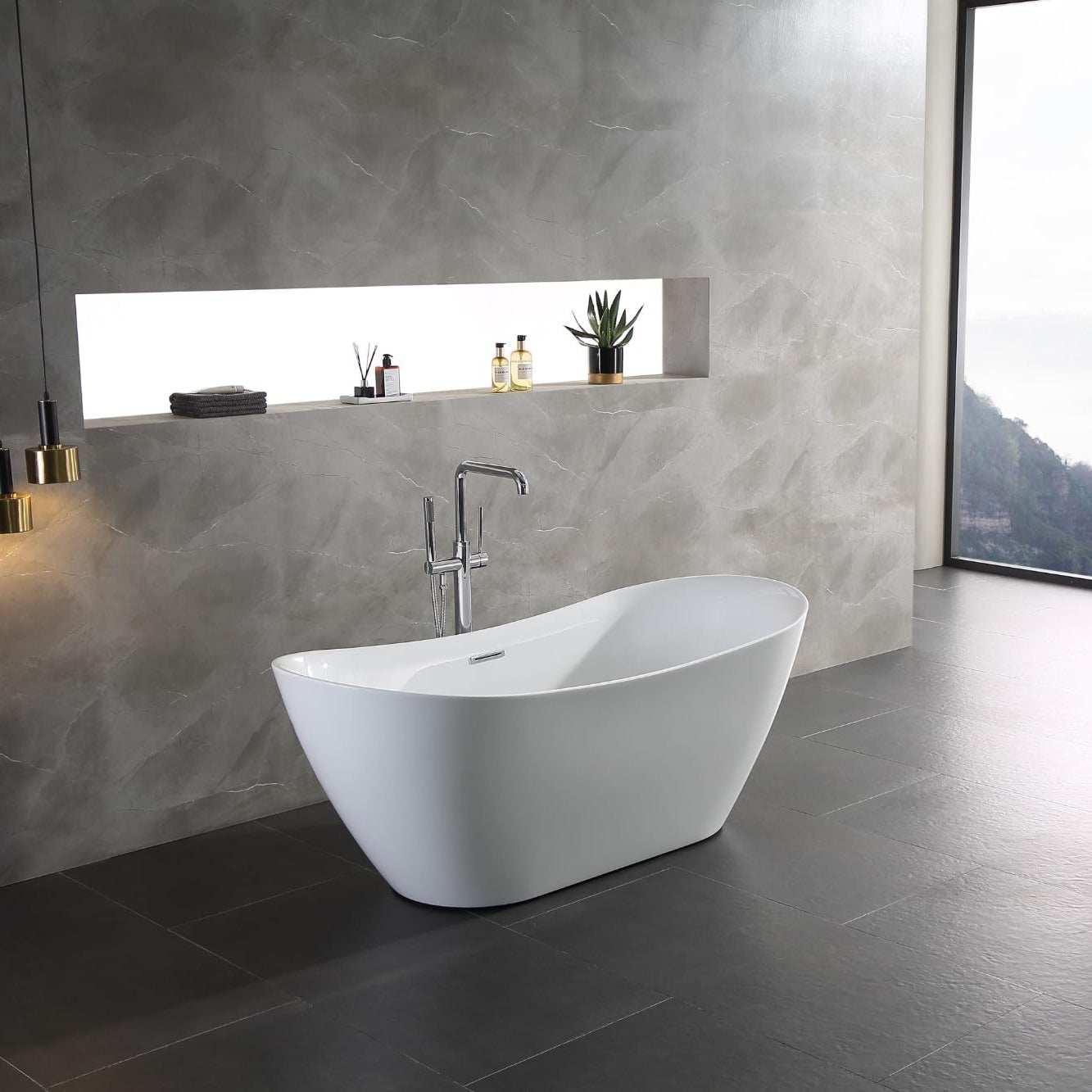 BRAIDER PUREA Freestanding Double Ended Bathtub Acrylic White