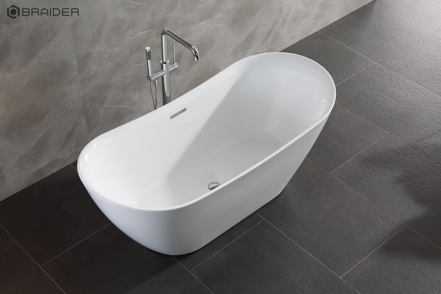 BRAIDER PUREA Freestanding Double Ended Bathtub Acrylic White