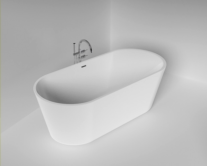 Modern white freestanding bathtub in luxury bathroom. Braider Altaria double ended bath