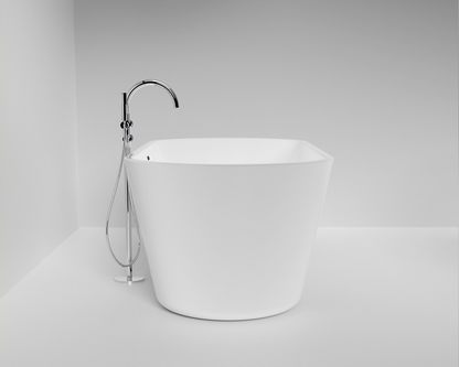 Modern white freestanding bathtub in luxury bathroom. Braider Altaria double ended bath