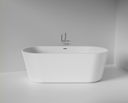 Modern white freestanding bathtub in luxury bathroom. Braider Altaria double ended bath