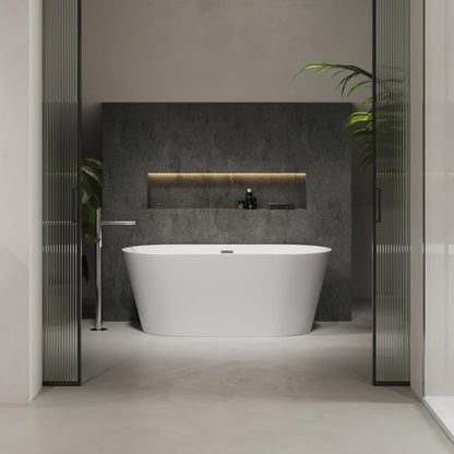 Modern white freestanding bathtub in luxury bathroom. Braider Altaria souble ended bath