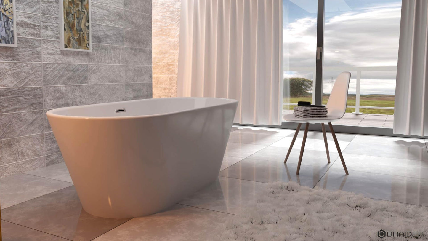 Modern white freestanding bathtub in luxury bathroom. Braider Cannea bath