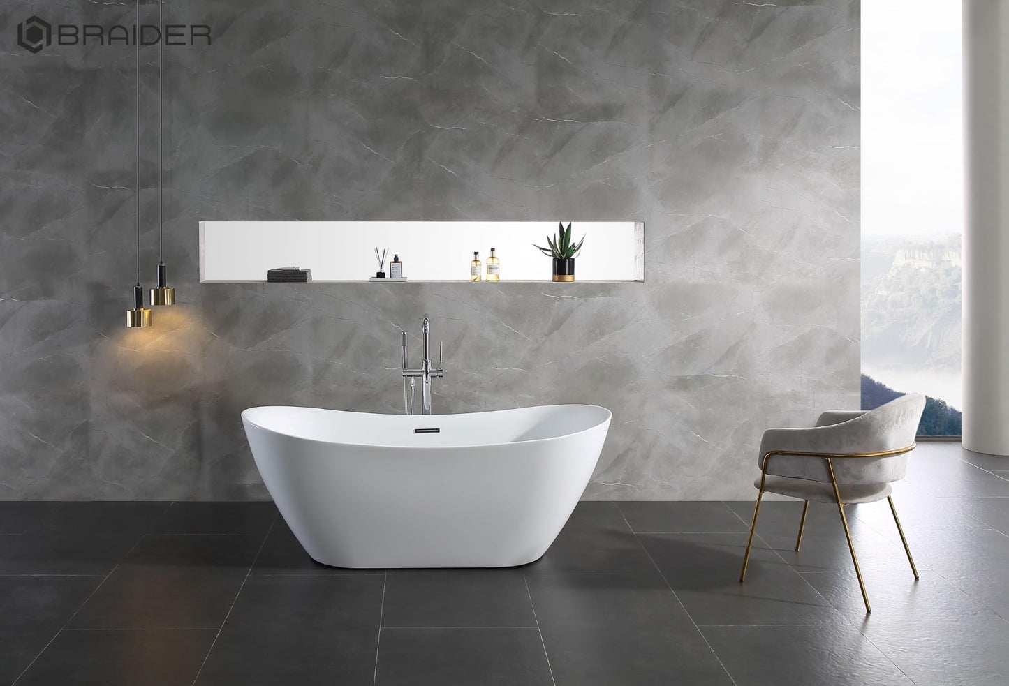 BRAIDER SALANEA Freestanding Double Ended Bathtub Acrylic White 1500 x 720 mm