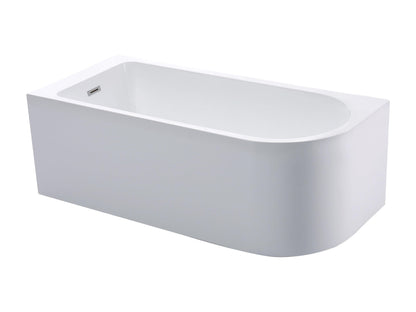 BRAIDER RESTIA Single Ended J Shape Back to Wall Corner Bathtub Acrylic White Left Hand Side 1400 x 750 mm
