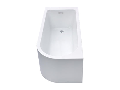BRAIDER RESTIA Single Ended J Shape Back to Wall Corner Bathtub Acrylic White Left Hand Side 1400 x 750 mm