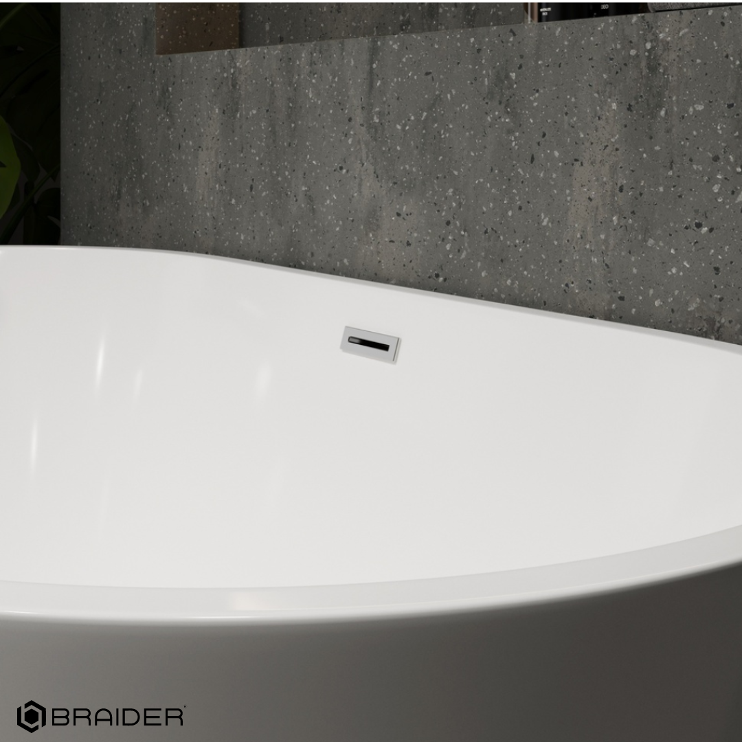 Modern white freestanding bathtub in luxury bathroom. Braider Cannea bath