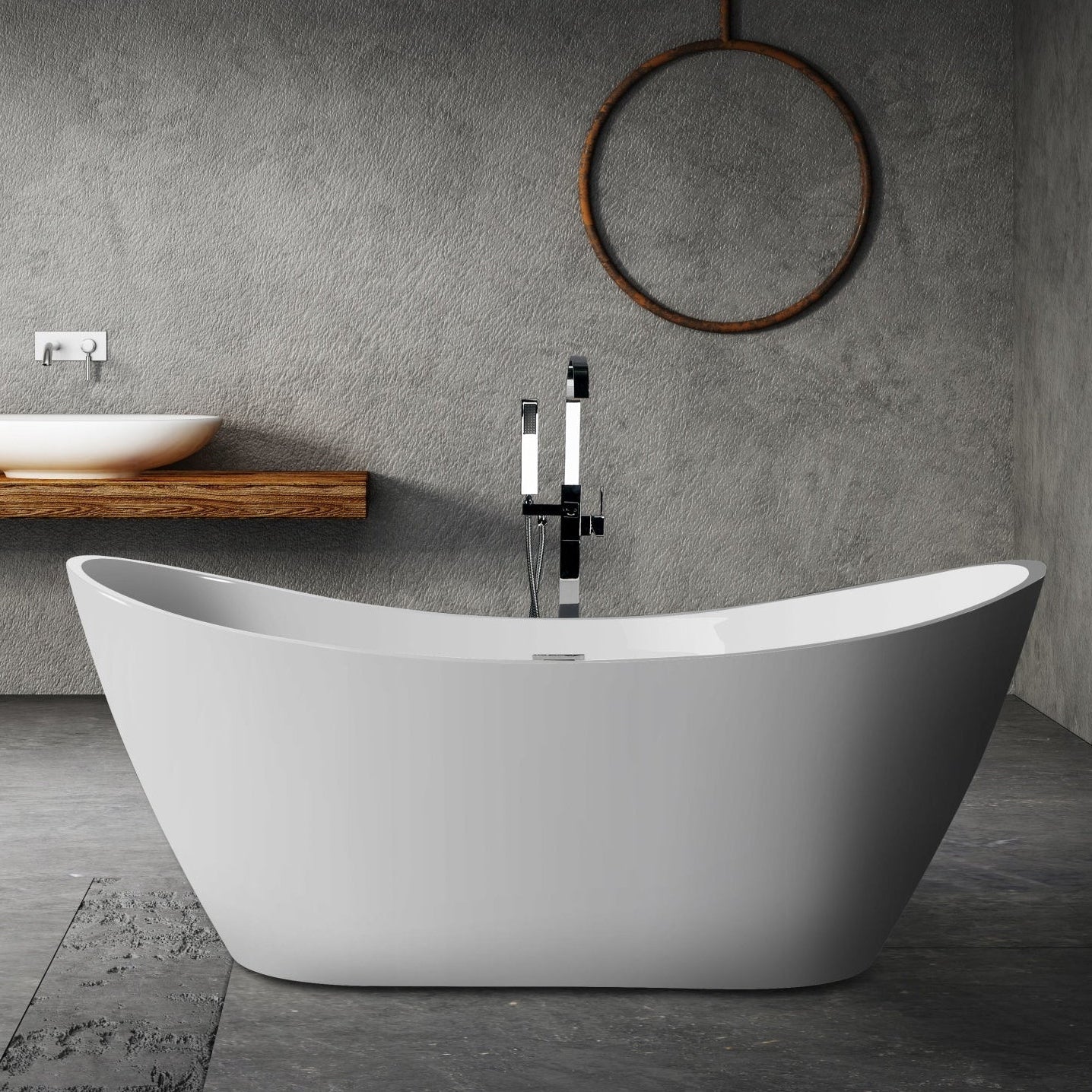 BRAIDER SALANEA Freestanding Double Ended Bathtub Acrylic White 1700 x 720 mm