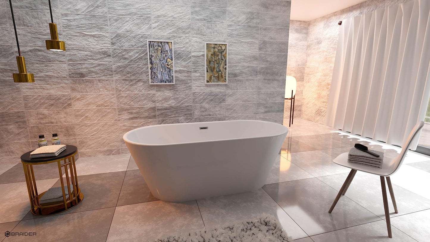 BRAIDER ALTARIA Freestanding Double Ended Bathtub Acrylic White 1600 x 750 mm