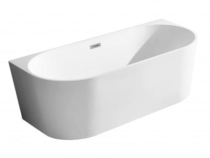 BRAIDER RESTIA Freestanding Bathtub Back to Wall Acrylic White D Shape 1500 x 750 mm