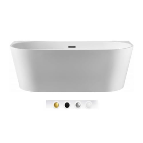 BRAIDER RESTIA Freestanding Bathtub Back to Wall Acrylic White D Shape 1400 x 730 mm