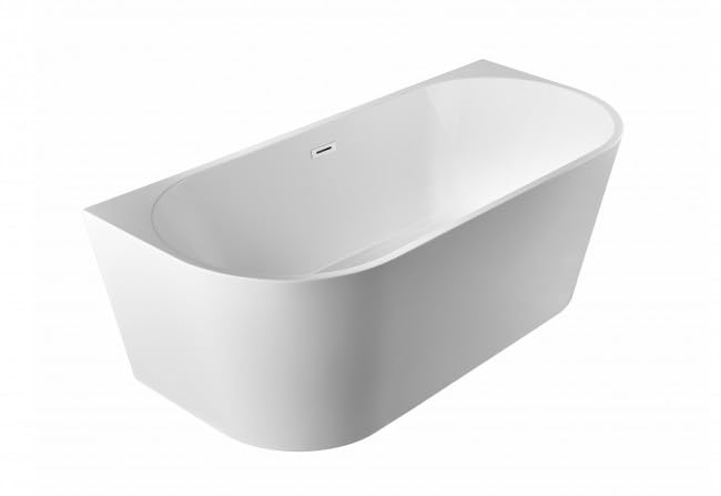 BRAIDER RESTIA Freestanding Bathtub Back to Wall Acrylic White D Shape 1400 x 730 mm
