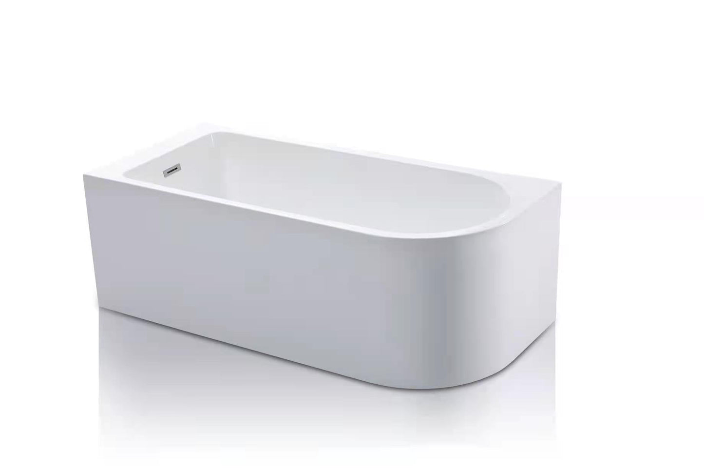 BRAIDER RESTIA Single Ended J Shape Back to Wall Corner Bathtub Acrylic White Left Hand Side 1700 x 750 mm