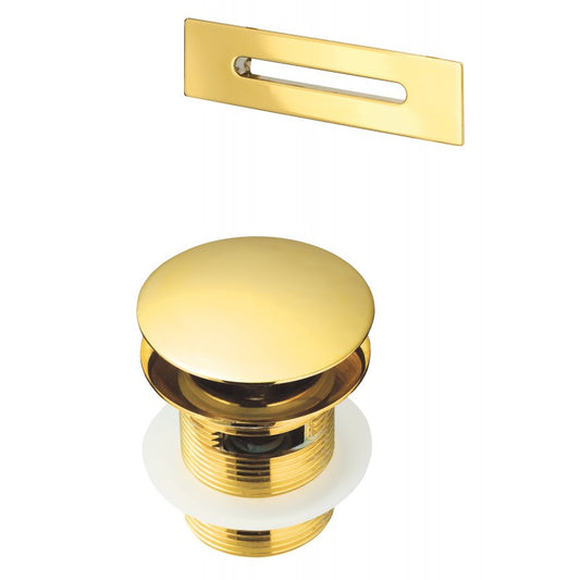Bathtub Accessories Set – Click-Clack Drain Plug and Overflow, Gold