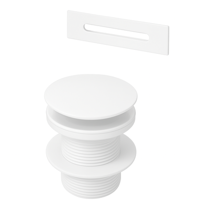 Bathtub Accessories Set – Click-Clack Drain Plug and Overflow, White