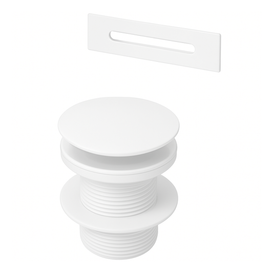 Bathtub Accessories Set – Click-Clack Drain Plug and Overflow, White